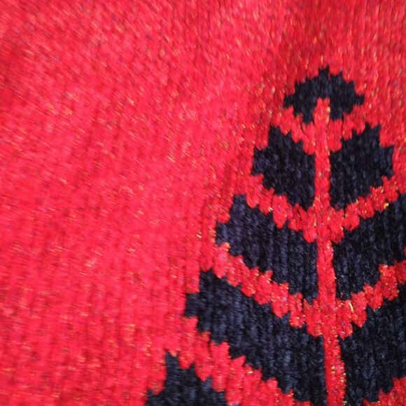 Sigrid Olsen Sport Red Chenille Sweater L Nordic Tree Knit Pullover Christmas - Picture 8 of 14
